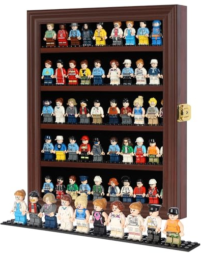 DisplayGifts Minifiguren Maße Vitrine Fingerhut Wandhalterung Schranktür abschließbar LG-CN30 Mahagoni
