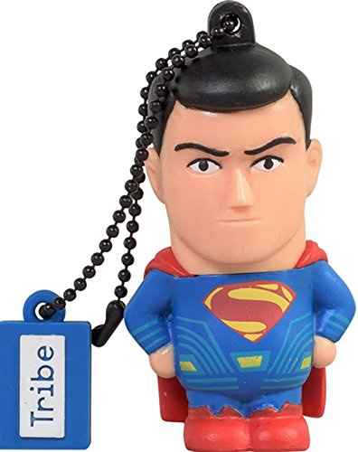Tribe Warner Bros DC Comics Superman Movie - Memoria USB 2.0 de 16 GB Pendrive Flash Drive de goma con llavero, multicolor