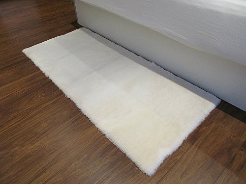 Reissner Lammfelle | FP-195-WEI | Hochwertiger Fell Teppich Bettvorleger Couchauflage | Echtes Merino Schaffell | rechteckig 195x60cm weiß