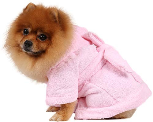 Doggy Dolly DRF018 Bademantel für Hunde, rosa, Größe : L