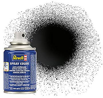 Revell Spraydose Schwarz, Glänzend I 100-ml-Sprühdose für kräftige, glänzende Farbe I Ideal für Autos und Flugzeuge I Hochwertige Lackierung für detailreiche Modelle