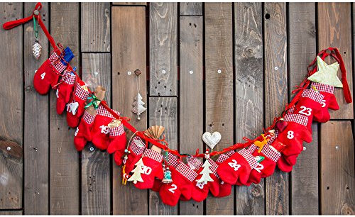 Grafner® XXL Adventskalender Weihnachtskalender aus Filz 24 Säckchen Handschuhe