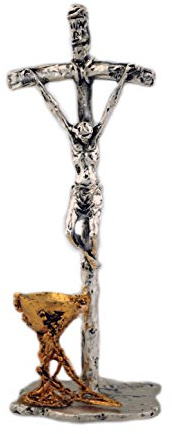 Saint John Paul II Crucifix with Communion Chalice (Silver Cross - Gold Chalice)