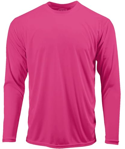 Joe's USA DRI-Equip Men’s Long Sleeve Moisture-Wicking Athletic Shirtt-3X-Large-Neon Pink