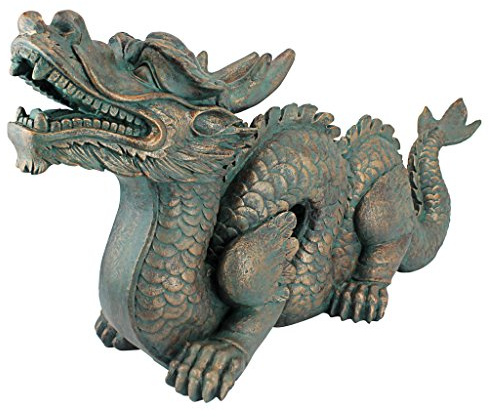 Design Toscano AL25253 Wandskulptur Asiatischer Drache der Großen Mauer: Groß, Harz, grün, 23 x 75 x 38 cm