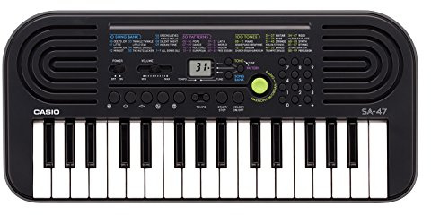Casio Musical Instruments SA-47 - Mini tastiera elettronica polifonica ad 8 Voci e 32 tasti, Nero/Grigio