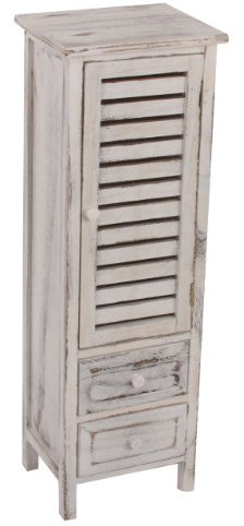 Mendler Kommode Schrank, 90x30x25cm, Shabby-Look, Vintage - weiß