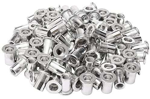 JIUWU 100Pcs M6 6 mm Aluminum Rivet Nuts, Blind Insert Nuts