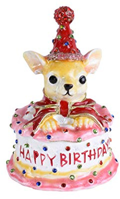 Pillendose Happy Birthday Schmuckdose Chiwawa Hund Deckeldose Torte cl207 Palazzo Exklusiv