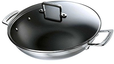 Le Creuset 3-Ply Stainless Steel Non-Stick Wok with Lid, 30 x 7.8 cm, 96201130001000, Silver