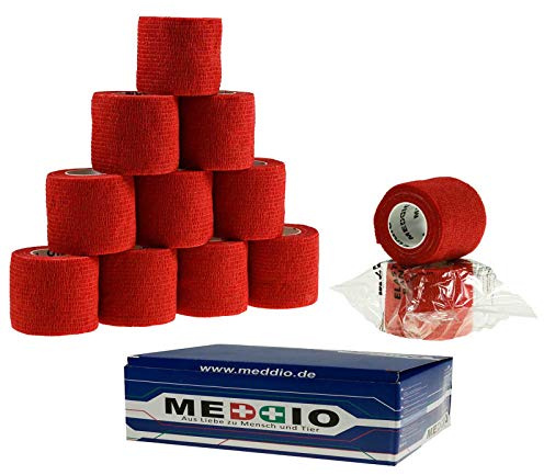 12 Haftbandagen Größe+Farbe wählbar - selbsthaftende Bandage Fixierverband selbstklebend, Farbe:activity red, Größe:5cm