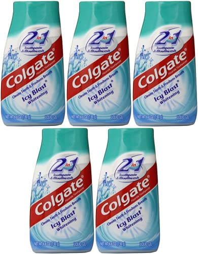 Colgate 2-in-1 Toothpaste and Mouthwash, Whitening, ICY Blast 4. 60 oz (Pack of 5)