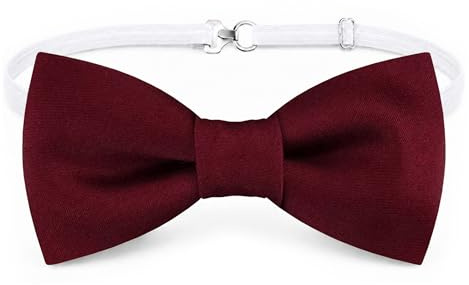 TigerTie - Småbarn, babyfluga i enfärgad, enfärgad med elastiskt band, 29 till 40 cm, justerbar halsomkrets + förvaringslåda, bordeaux vinröd