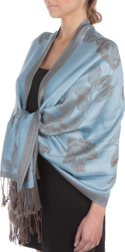 Sakkas Leichter zweifarbiger Rose Floderal Design Pashmina Schal/Stola (in 12 Farben)