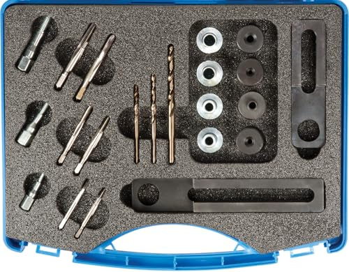 SW-Stahl 04150L Stehbolzen-Ausdrehsatz M5-M10, 22-teilig - Ausbohrsatz | Profi Ausdreher-Set für abgerissene Bolzen ohne Radialdruck. Ideal für Krümmerschrauben bei Opel und VAG-Fahrzeugen.