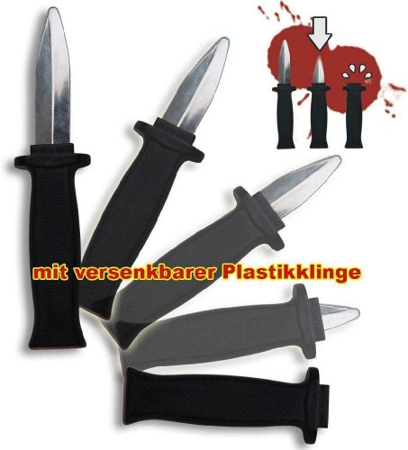 KarnevalsTeufel.de Theatermesser, Scherzartikel, Trickmesser mit versenkbarer Plastik-Klinge, Fa...