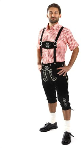 Almbock Trachtenlederhose Herren Kniebund - Original bayerische Lederhose Herren Tracht - Trachtenhose Oktoberfest in vielen Farben von Gr. 46-60