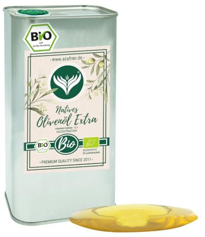 Azafran BIO Olivenöl extra Nativ - Arbequina Olive aus Spanien im Kanister (Dose) 1L