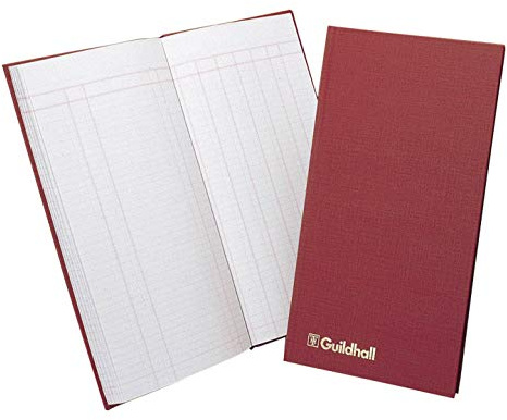 Exacompta - Ref T272Z - Guildhall - Casebound Hardback Petty Cash Book 298 x 152mmm, 1 Debit & 7 Credit Columns, Bound Maroon Vinyl Cover, 80 Pages 95gsm Ledger Quality Paper