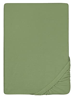 biberna Premium Frottee-Stretch Spannbetttuch 140x200-160x200 cm grün | 80% Baumwolle, 20% Polyester | Spannbettlaken bügelfrei, weich & Rundumgummizug | Oeko-TEX Zertifiziert | Modell 0012344