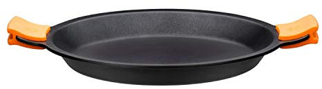 BRA Efficient Paellera, Negro, Diámetro superior 32 cm, Diámetro base 25,4 cm, Altura 4.1 cm