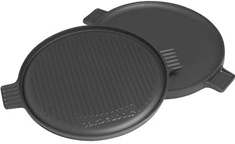 barbecook Universal Grillplatte Gusseisen mit Flacher und Gerippter Seite, rund, 36cm