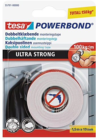 tesa 55791–00000–00 19 mm x 1,5 m Ultra Starkes Schaumstoff Montage-Klebeband
