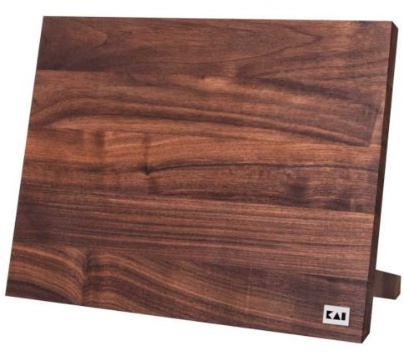 KAI Bloc à couteaux magnétique à poser en noyer - bois haut de gamme - pour 6 à 8 couteaux - dimensions 34 x 14 x 26,5 cm - support magnétique pour couteaux