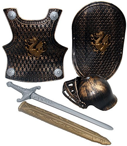 Spassprofi Ritter Set Gold 5-teilig für Kinder Kostüm Ritterset Römer Legionär