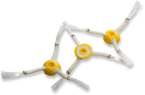 vhbw 3X Cepillo Lateral Compatible con iRobot Roomba 866, 886, 900, 980 Robot Aspirador - Set cepillos, Blanco/Amarillo