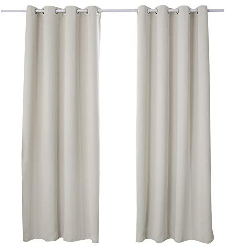 WOLTU 2er Set Gardinen mit Ösen, Verdunklungsvorhang für Wohnzimmer Schlafzimmer, Blickdicht, gegen Kälte und Hitze, 250g/m² Dicke,135x245 cm, Creme