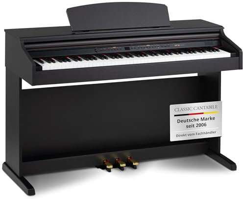 Classic Cantabile DP-50 RH E Piano Digital Piano 88 Tasten mit Hammermechanik, 14 Voices, Kopfhöreranschlüsse, USB, 3 Pedale, Notenhalter - Klavier ist perfekt geeignet für Anfänger - Rosenholz
