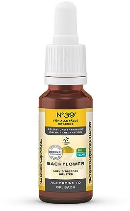 Lemon Pharma Original Bachblüten Notfall Tropfen N°39 - Bio und Vegan, 20 ml, Bei Stress, Prüfungen und Reisen