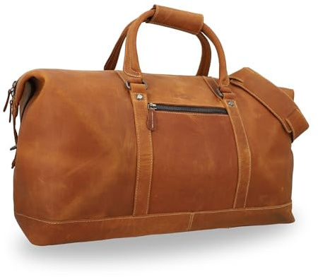 Gusti Leder Weekender Herren Ruben - Reisetasche Herren aus Echtleder in Braun - 36 L Vintage Sporttasche für Kurztrips & Wochenendausflüge