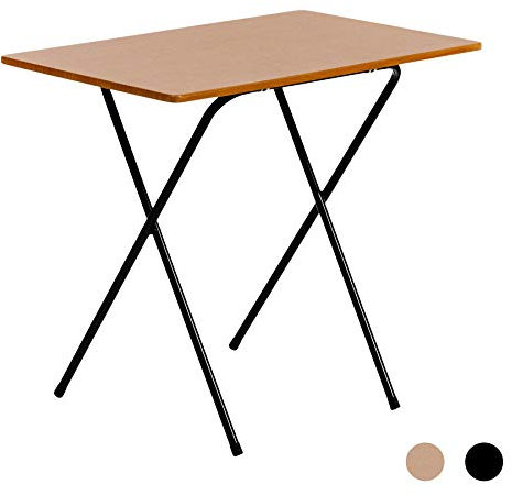 Harbour Housewares 80cm Wooden Folding Computer Desk - Black Frame, Wood Effect Top - Laptop Notebook Table PC for Writing Study Office Bedroom & Gaming