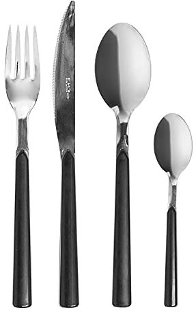 Set posate fast in acciaio inox, 24 pezzi Nero