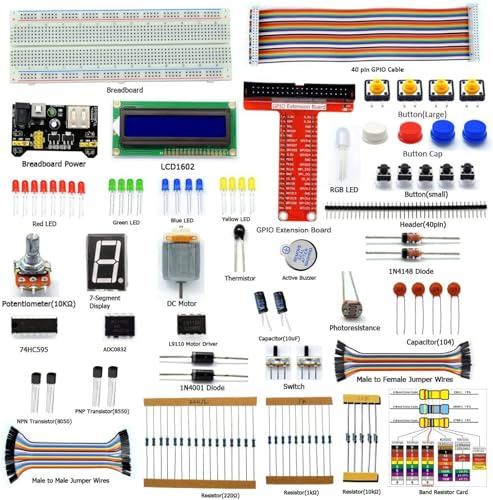 Adeept Starter-Set für Raspberry Pi 3, 2 Modell B/B+, LCD Display, Motor, C und Python-Code, Anfänger/Starter-Kit mit Bedienungsanleitung (evtl. Nicht in Deutscher Sprache)