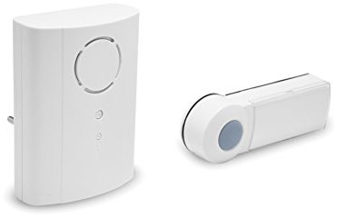 Extel - Campanello - Plug, bianco, 36 suonerie, pulsante di chiamata IP44, campanello mobile, per batteria o filo, garanzia 2 anni - 061006