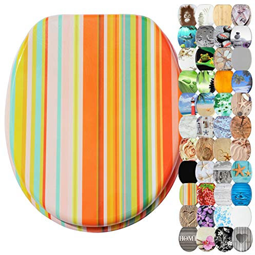 Sanilo WC-Sitz mit Absenkautomatik I Hochwertiger Toilettensitz aus Holz I Toilettendeckel in verschiedenen Motiven (Starstripes)