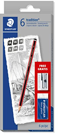 Staedtler Set di 6 matite tradizionali + temperino + gomma