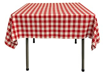 LA Linen Tischdecke, kariert, 147 x 147 cm, Rot