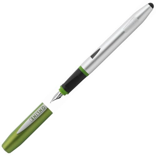 ONLINE Schreiblern-Füller Switch Starter, Anfänger-Feder für Rechtshänder, ergonomischer Patronen-Füller für Schüler, Stylus-Tip für Schreibübungen auf Tablets, inkl. Standard-Tintenpatronen, Grün