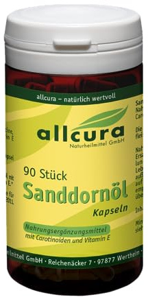 Sanddorn-Öl Kapseln | Reines Öl aus Kernen & Fruchtfleisch | Mit Carotinoiden & Vitamin E | 90 Stück