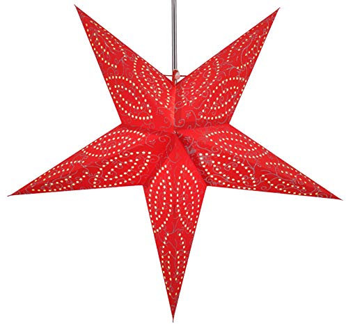 GURU SHOP Faltbarer Advents Leucht Papierstern, Weihnachtsstern 60 cm - Demian rot