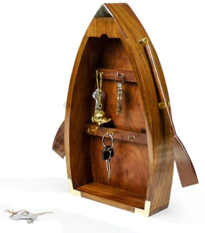 Nagina International Deluxe Handcrafted Nautical Boat Styled Holzschlüsselschrank mit sechs Schlüsselhaken | Messing & Palisander Dekor und dennoch funktionaler Schrank | Geschenk-Dekor