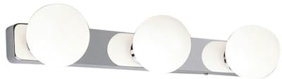 Licht-Erlebnisse Wandleuchte Glas Metall in Chrom IP44 Badezimmer L:42 cm G9 3-flammig Kugeln Modern Spiegel länglich blendarme Wandlampe Bad BRAZOS