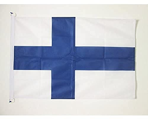 AZ FLAG Bandiera Nautica Finlandia 90x60 cm Poliestere Mesh Anelli Plastica | Uso esterno e nautico bandiera nautica finlandese Suomi resistente alle intemperie con doppie cuciture e bordi rinforzati