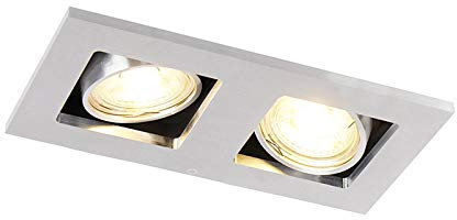 Qazqa - Modern Rechteckiger Einbauspot aus 2-flammigem Aluminium I Silver - Qure I Wohnzimmer I Schlafzimmer - Rechteckig - LED geeignet GU10
