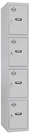 Simon Rack Taquillas Vestuario Metalicas, 4 Puertas, Incluye Llave, 1800x300x500 mm, Gris - Simonlocker