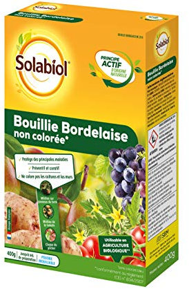 Solabiol SOBOU400 Bouillie Bordelaise 400g-Non Colorée-Traitement Mildiou, Tavelure Cloque, Utilisable en Agriculture Biologique, 400 g